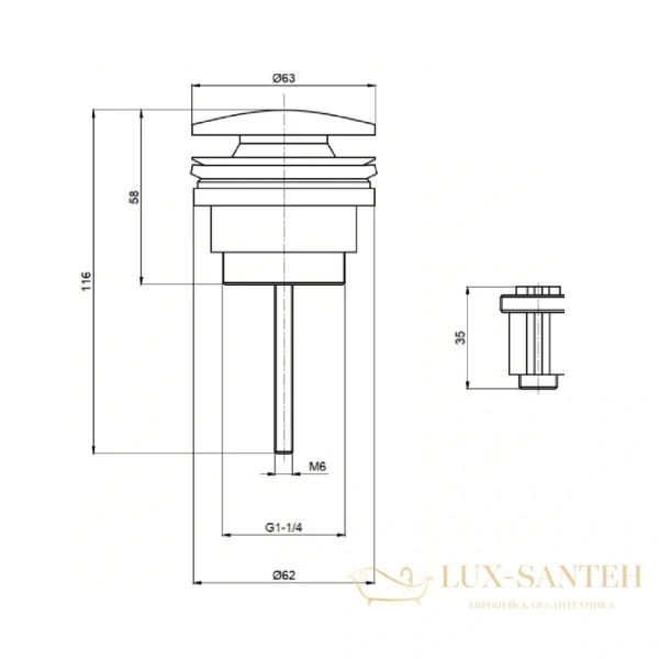 донный клапан для раковины универсальный aquame aqm7003mb, черный матовый