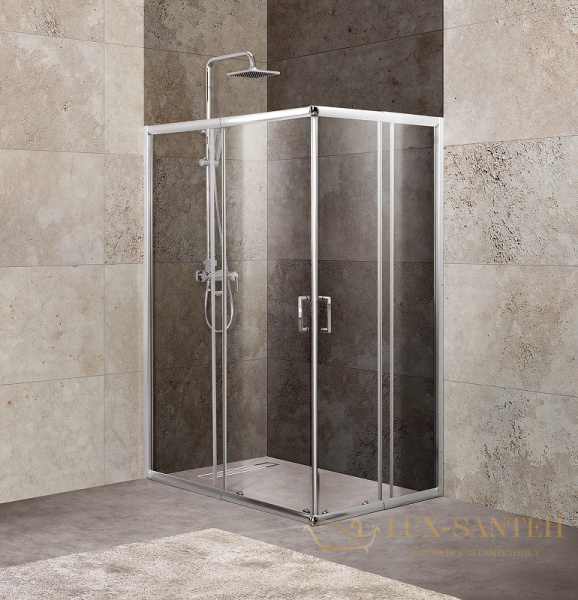 душевой уголок belbagno unique unique-ah-2-100/115-75/90-c-cr 115х90 см профиль хром, стекло прозрачное 