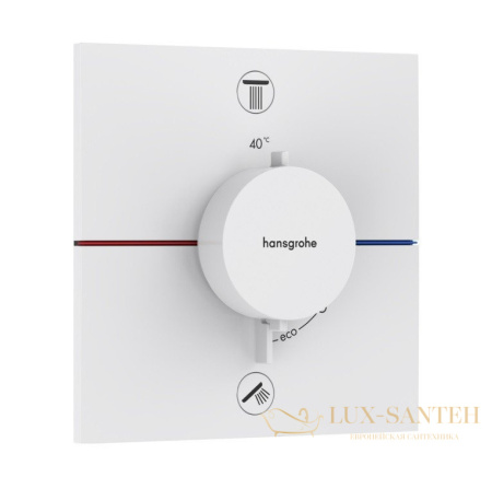 термостат для душа встраиваемый hansgrohe showerselect comfort e, 15572700, на 2 выхода, белый матовый