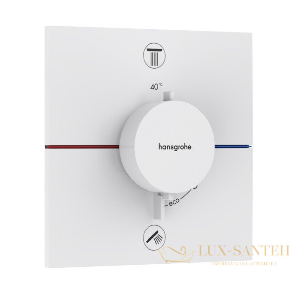 термостат для душа встраиваемый hansgrohe showerselect comfort e, 15572700, на 2 выхода, белый матовый