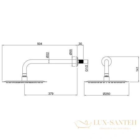 верхний душ allen brau infinity 5.21019-31 250 мм, черный матовый
