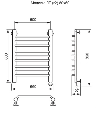 полотенцесушитель электрический ника trapezium лт (г2) 80/60 правый тэн, цвет хром
