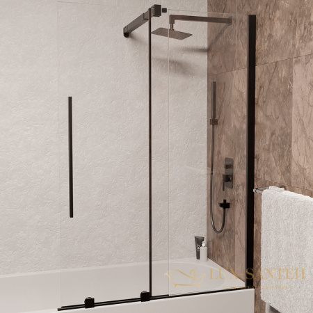 шторка rgw screens 41114709-14 на ванну sc-47b 90х150, профиль черный, стекло прозрачное