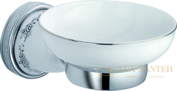 мыльница керамическая sanibano kleo h9750/15cr настенная, хром-белая керамика