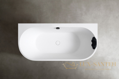 ванна пристенная из искусственного камня abber leipzig am9916bw, 170х80х63h см, белый матовый/черный матовый