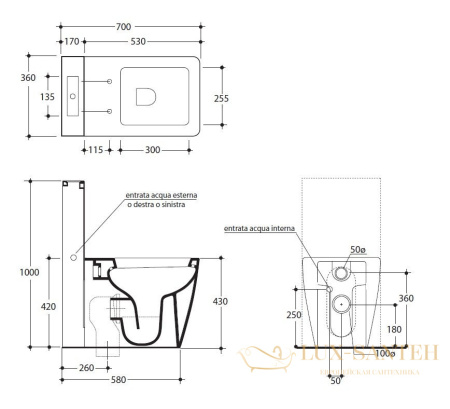 сливной бачок для унитаза kerasan "unica" 2481k1, белый