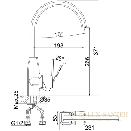 смеситель d&k bayern.hamburg da1172401 для кухни, хром