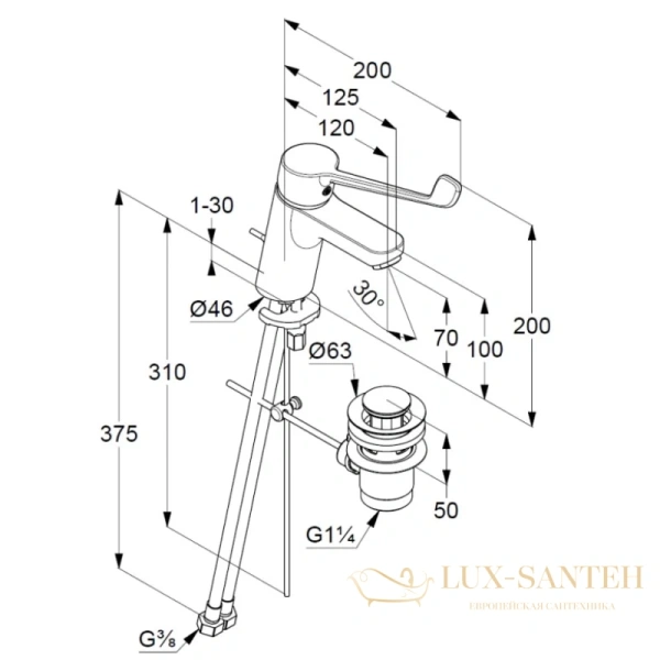 смеситель для раковины kludi pure&easy care 372870565 с донным клапаном, хром