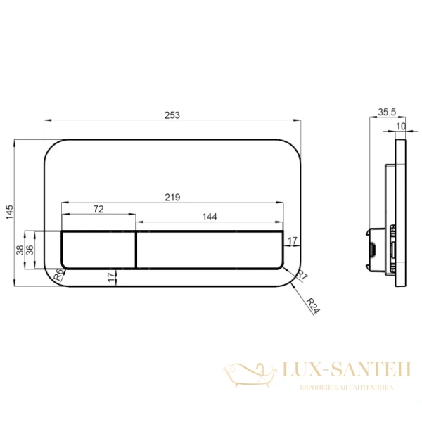 смывная клавиша villeroy & boch viconnect 200s черный матовый 922490an, черный матовый