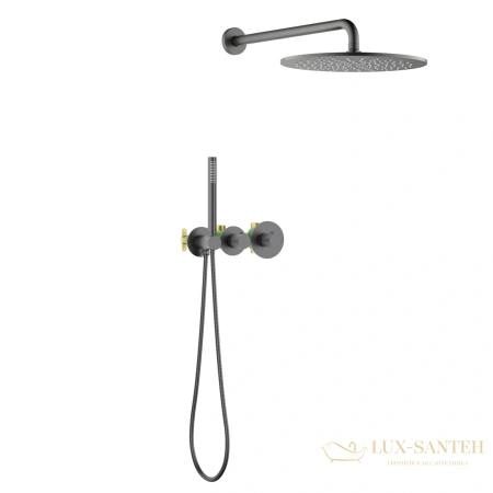 душевая система для душа термостатическая встраиваемая timo saona sx-2359/18sm, черное золото