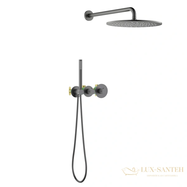 душевая система для душа термостатическая встраиваемая timo saona sx-2359/18sm, черное золото