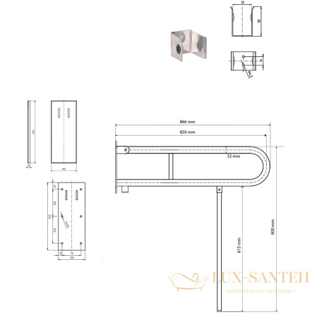 поручень bemeta help 301307322n, хром матовый