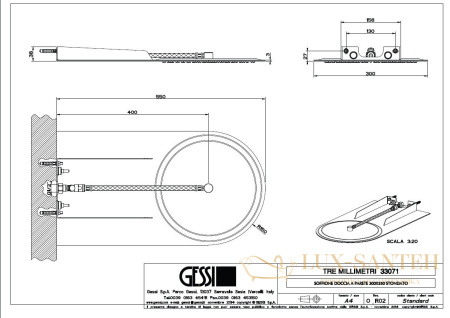 верхний душ gessi tremillimetri tondo 33071.238, mirror steel