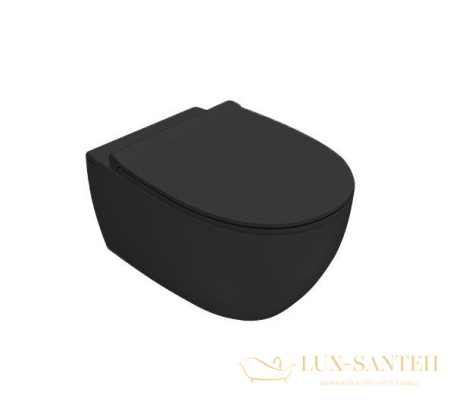 унитаз подвесной безободковый globo 4all, mds03.ar, 54*36см, с системой скрытого крепежа, цвет nero opaco