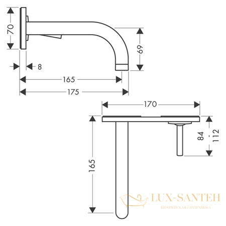 смеситель для раковины, axor uno, 38112000, встраиваемый, с донным клапаном, (внешняя часть), хром