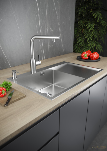 смеситель для кухни под фильтр с выдвижным изливом paulmark viper vi213105-ni, никель