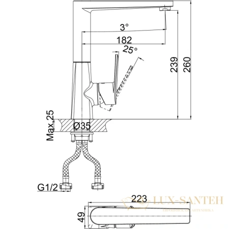 смеситель d&k rhein.lessing da1322401 для кухни, хром