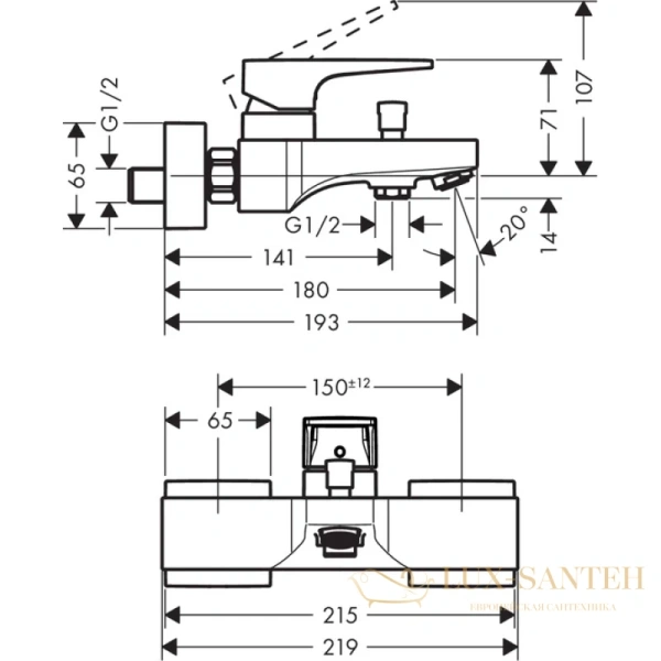 смеситель для ванны hansgrohe metropol 74540000, хром
