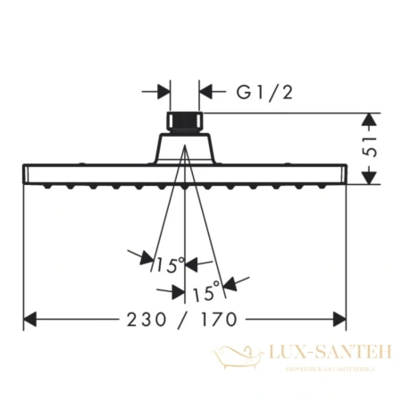 верхний душ hansgrohe vernis shape 230 1jet green 26094000, хром