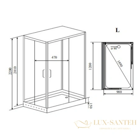 душевая кабина timo helka h-515 l 120x90x220 см, стекло прозрачное