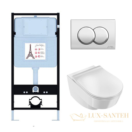 комплект jacob delafon odeon rive gauche edr103-cp,  унитаз, инсталляция, сиденье микролифт, панель смыва, хром глянцевый