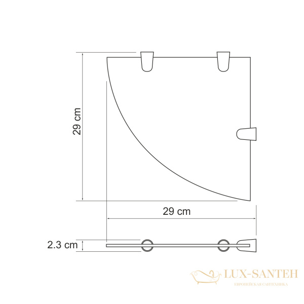 полка стеклянная угловая wasserkraft k-533k-533polished black, черный глянцевый