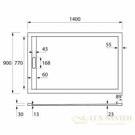 душевой поддон cezares tray as tray-as-ah-140/90-30-w из искусственного камня 140x90, белый