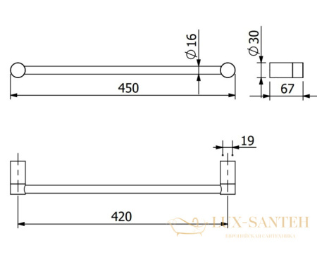 полотенцедержатель 450 мм, kludi vela r, 5898005, хром глянцевый