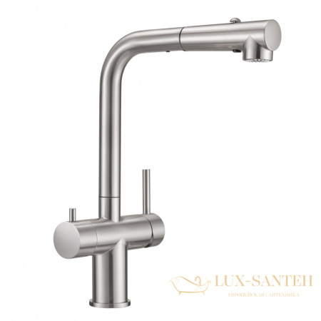 смеситель для кухни под фильтр с выдвижным изливом milacio mcu.561.ss, нержавеющая сталь