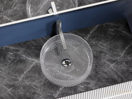 умывальник чаша накладная круглая прозрачная, ceramica nova cristal 360*360*112мм cn6062