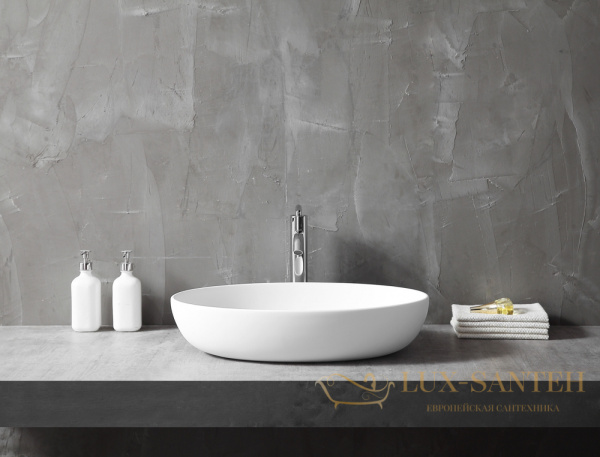 раковина накладная abber stein as2619, 60х40 см, матовый белый