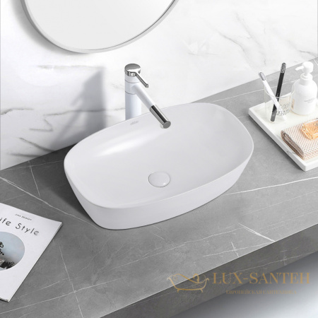 раковина накладная abber rechteck ac2206, 60,5х39 см, белый глянцевый