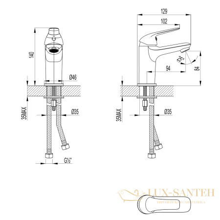 смеситель для раковины lemark plus advance lm1231c, хром