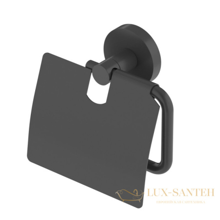держатель для туалетной бумаги с крышкой cezares relax-ph-nop, черный матовый