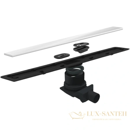 душевой канал bettoserb confluo frameless white glass line 13701216 950 мм, матовый хром, белый глянец