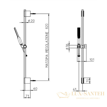 душевой набор bossini apice da5061-n.030, хром