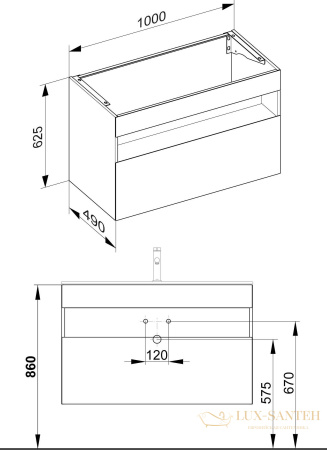 тумба под умывальник keuco stageline, 32872180000, 1000x625x490 мм, к/ф: кашемир (ламинир. матовый)/кашемир глянцевый (стекло)