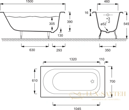 чугунная ванна jacob delafon soisson 150x70 e2941-00