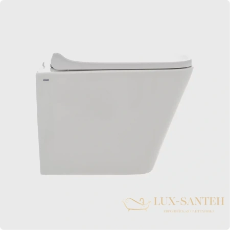 унитаз подвесной безободковый aquame aqm2004, с быстросъемным сиденьем softclose, белый глянцевый