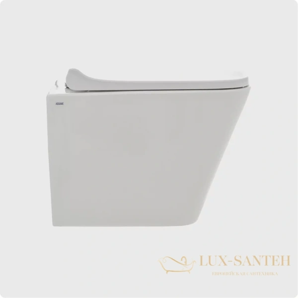 унитаз подвесной безободковый aquame aqm2004, с быстросъемным сиденьем softclose, белый глянцевый