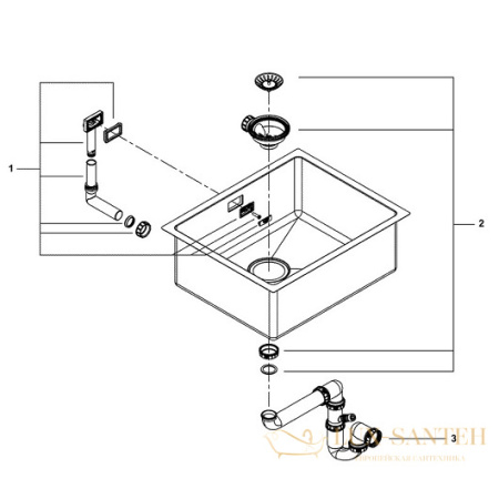 мойка кухонная grohe k700u 31574sd1 550х450 мм, нержавеющая сталь