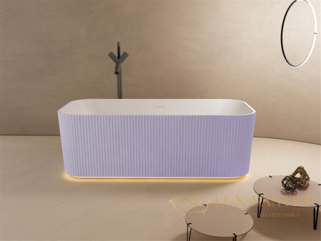 ванна свободностоящая из искусственного камня abber stein as9663violett, 170х75х55h см, фиолетовый матовый/белый матовый 
