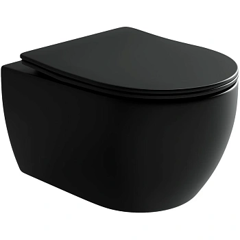 подвесной безободковый унитаз ceramica nova play cn3001mb с сиденьем микролифт, черный матовый