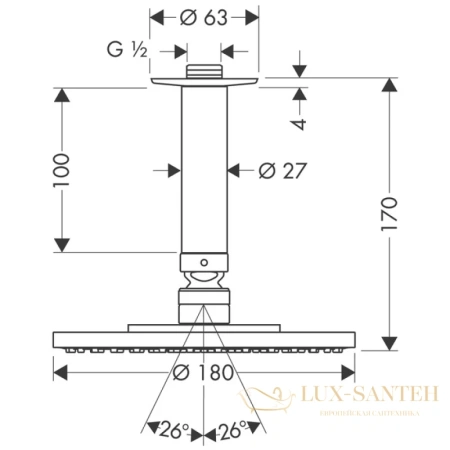 верхний душ hansgrohe raindance s 180 air 27478000