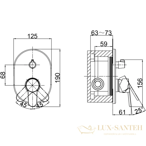 смеситель d&k rhein.marx da1394801 для ванны, хром