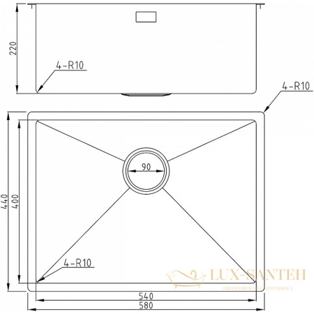 кухонная мойка milacio denia mc.77458 58 см, золото