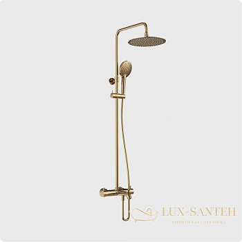 душевая система для ванны aquame aqm8008bg, с термостатом, золото брашированное