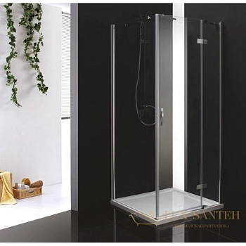 душевой уголок cezares bergamo-a-1 bergamo-w-a-1-90-p-cr-r 90x90 см, стекло рифленое