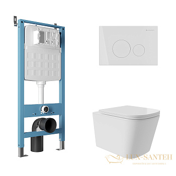 комплект aqueduto aqds185t, инсталляция tecnica novo, панель смыва circulo novo, белая, унитаз macio plus, сиденье микролифт, белый