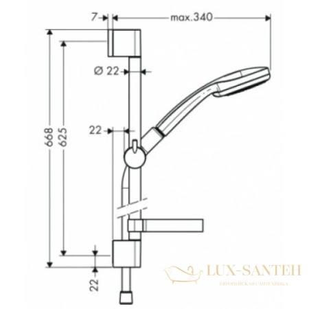 душевой гарнитур hansgrohe croma 100 1jet 27717000 unica'c 0,65 м, ½’